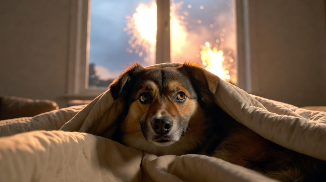 Собака боїться вибухів