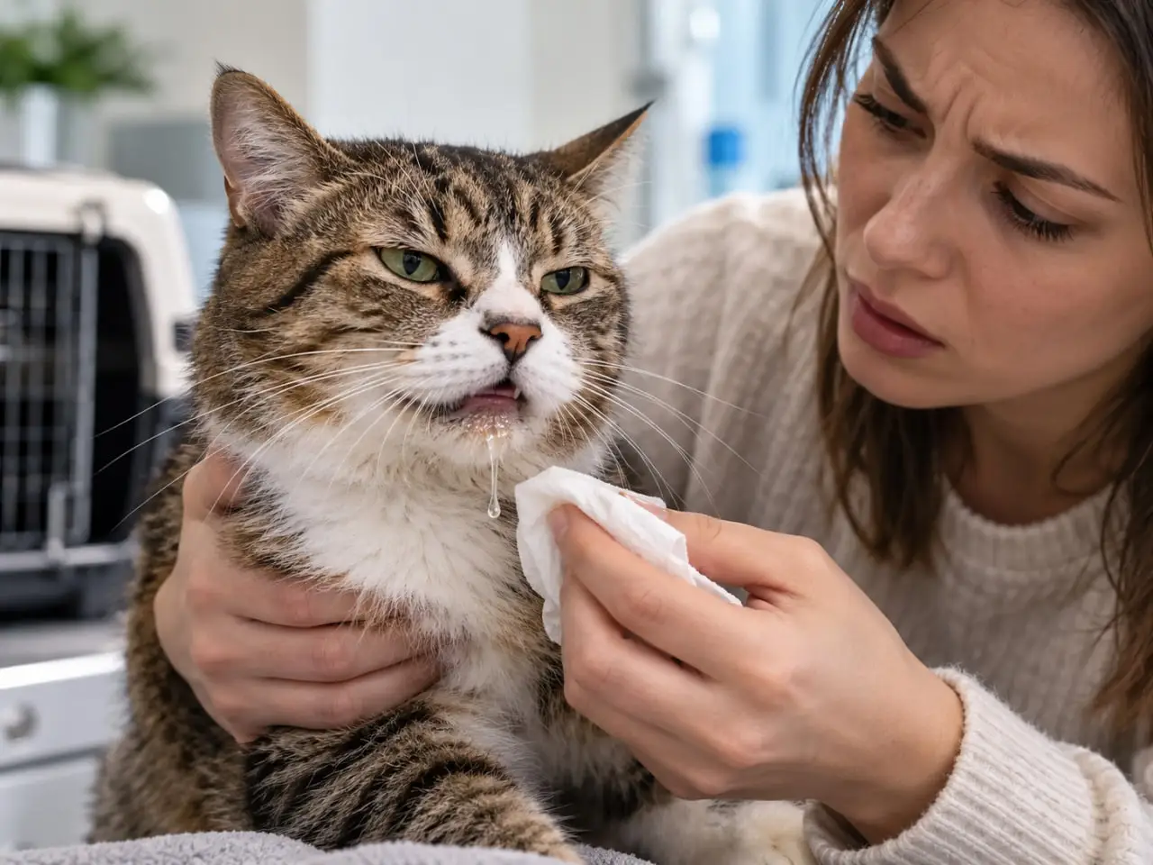 у кота тече слина